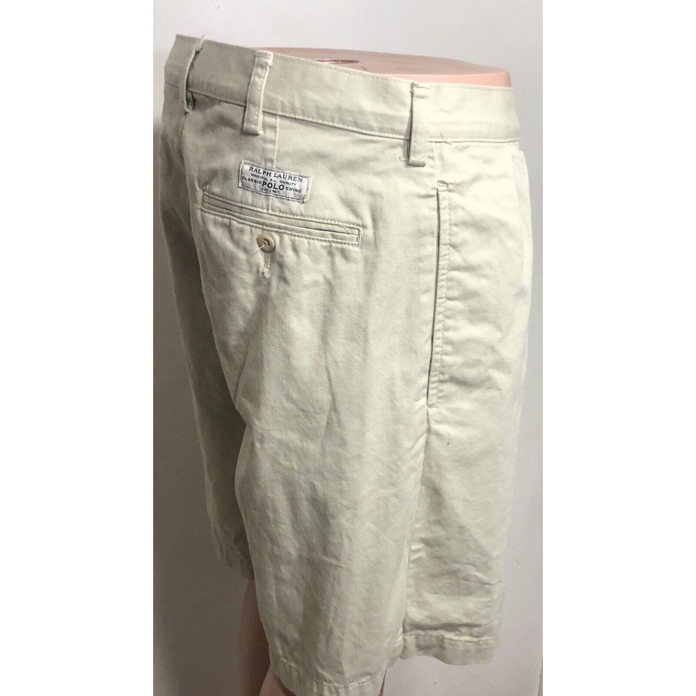 Polo Ralph Lauren Men's Classic Chino Pleated Tyler Shorts Beige Sz 34